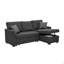 Canapé modulaire 76,5 po en mélange de lin avec lit escamotable et rangement pour chaise longue-2009559344