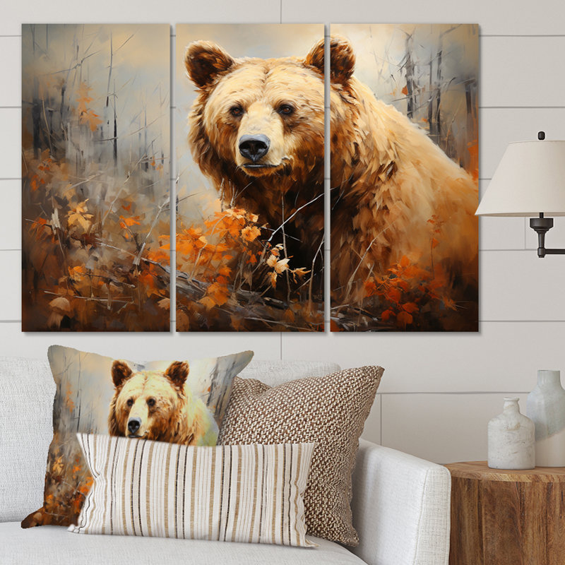 «Bear Bears Boundary I» sur toile, reproduction de 3 pièces, H 40 po x l 60 po x P 1 po