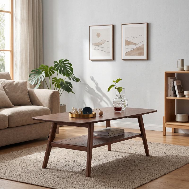 Table basse, table basse en bois Soild, H 17,3 po x L 47,2 po x l 22 po, Oak