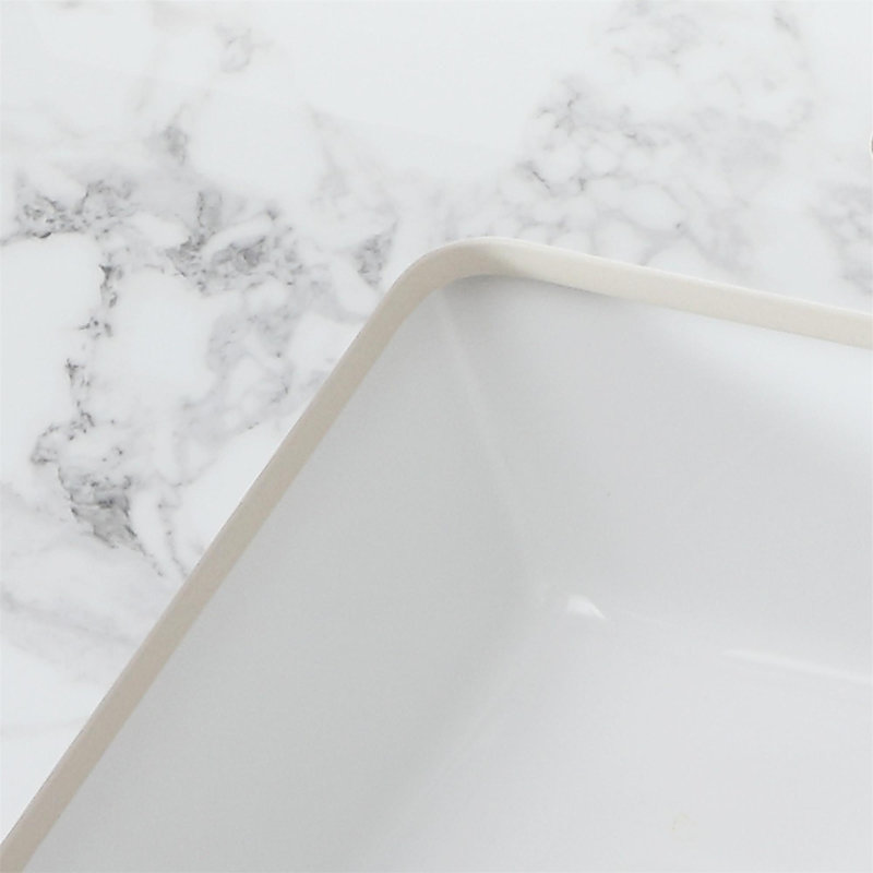 Lavabo encastré rectangulaire en céramique, Simple