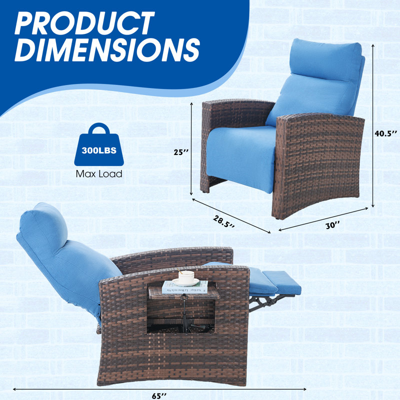 Fauteuil inclinable d'extérieur, Bleu