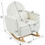 Chaise berçante d'appoint blanc crème, confort à grande échelle, dossier et cou ergonomiques, fauteuil en velours à texture douce avec structure, coussin complémentaire, polyvalence esthétique pour votre maison