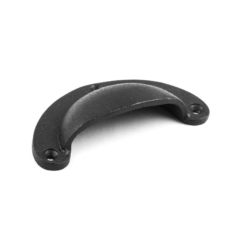Antique Black Iron Cup Cabinet Pulls with Mounting Hardware, Set of 10