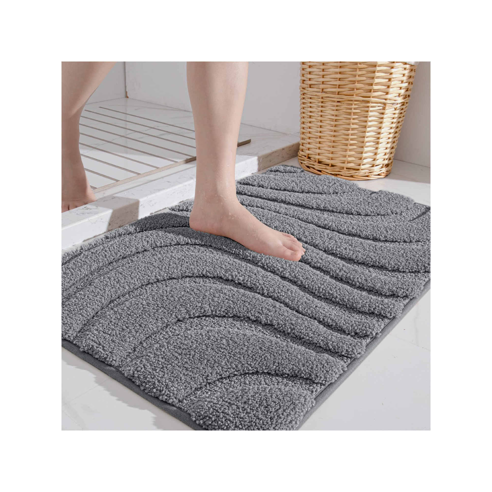 Gagetown Non-Slip Bath Rug, 20" W x 32" L, Dark Gray