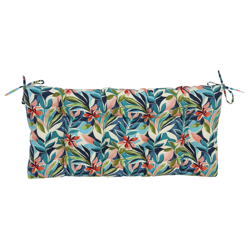 Outdoor 5'' Loveseat Seat Cushion, Ivory/Blue Floral