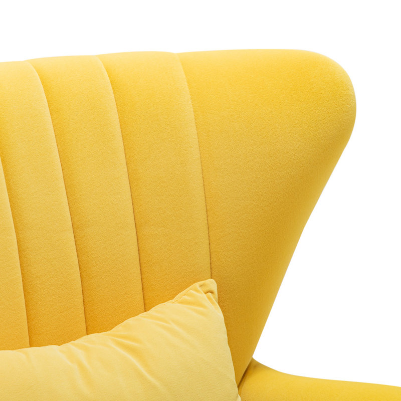 Devon Velvet Wingback Chair, Yellow