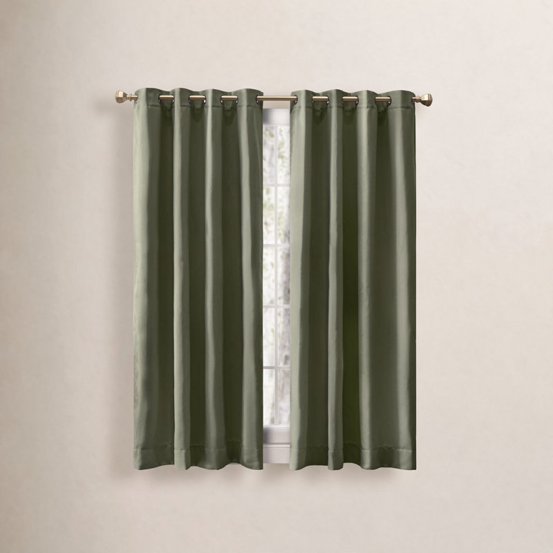 Ardelle Blackout Curtain Single Panel, 56" W x 72" L, Sage with Antiqued Bronze Grommets