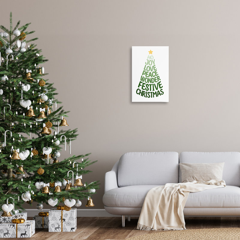 Art mural sur toile, mots festifs de Noël, design par Martina Pavlova, H 24 po x l 16 po