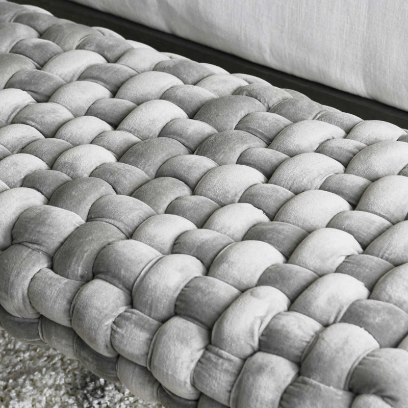 Banc en velours tissé Clemmone, Gris / Noir