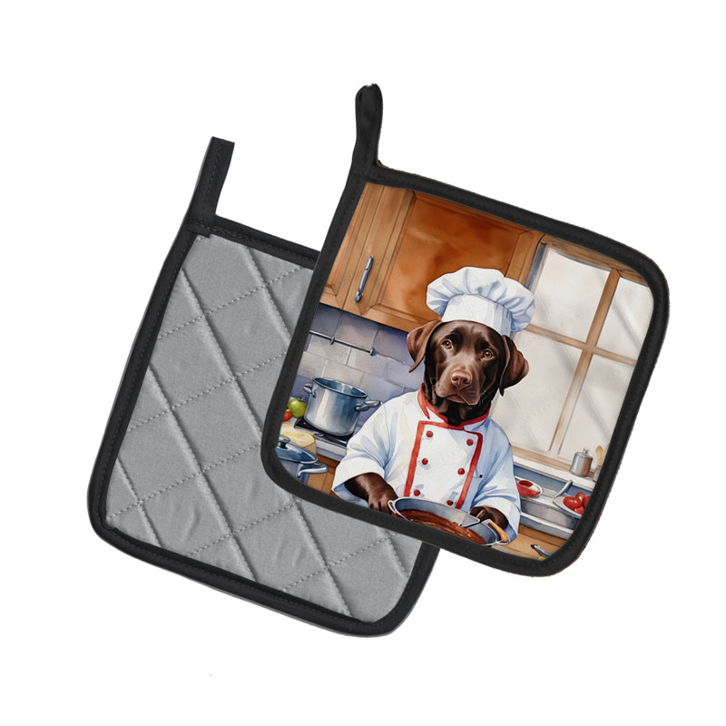 Caroline's Treasures The Dog Chef Polyester Potholder Set