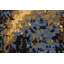 Tapis noir / or / bleu noué à la main de conception unique 4 pi 2 po x 6 pi 10 po New Age
