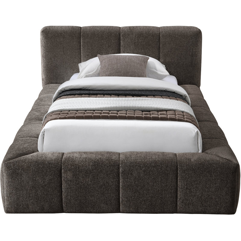 Lit en tissu Carille Chenille, Twin, Brown Chenille Fabric