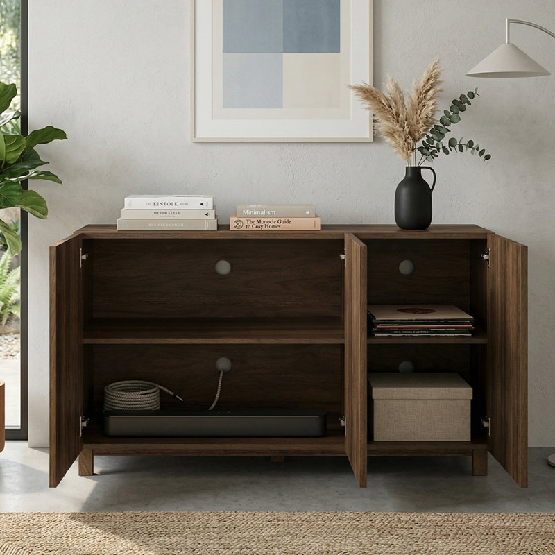 Beatriz 47.2" Wide 3-Door Sideboard Cabinet, Walnut
