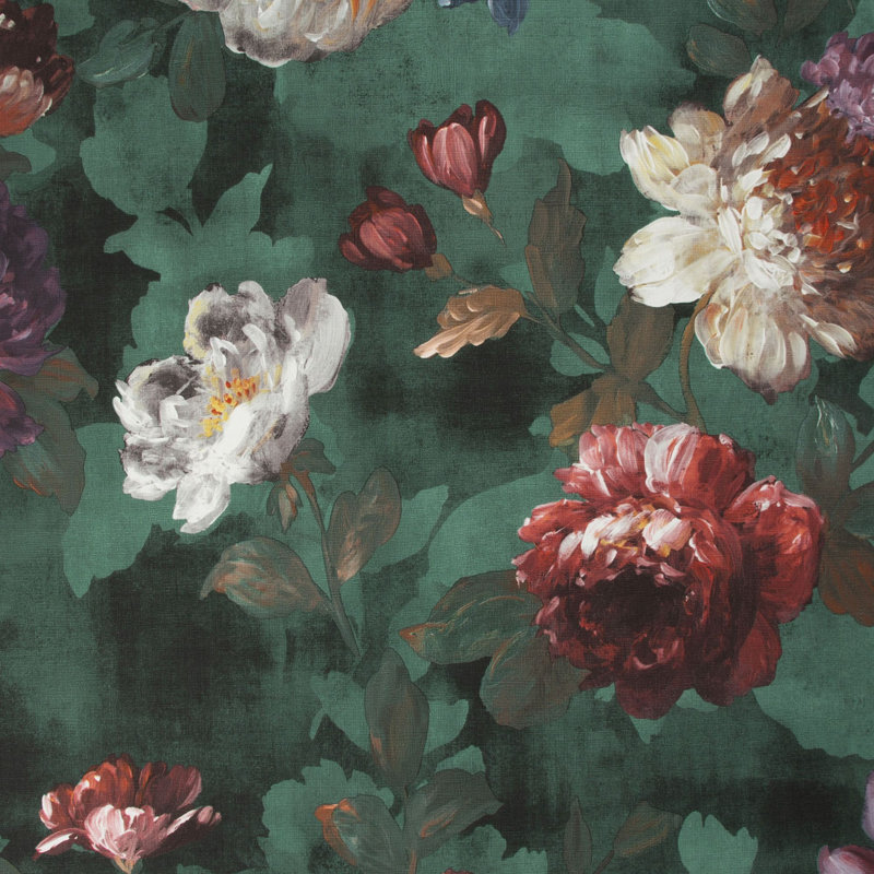 Superfresco Easy Black Isabelle Floral Wallpaper, Teal 