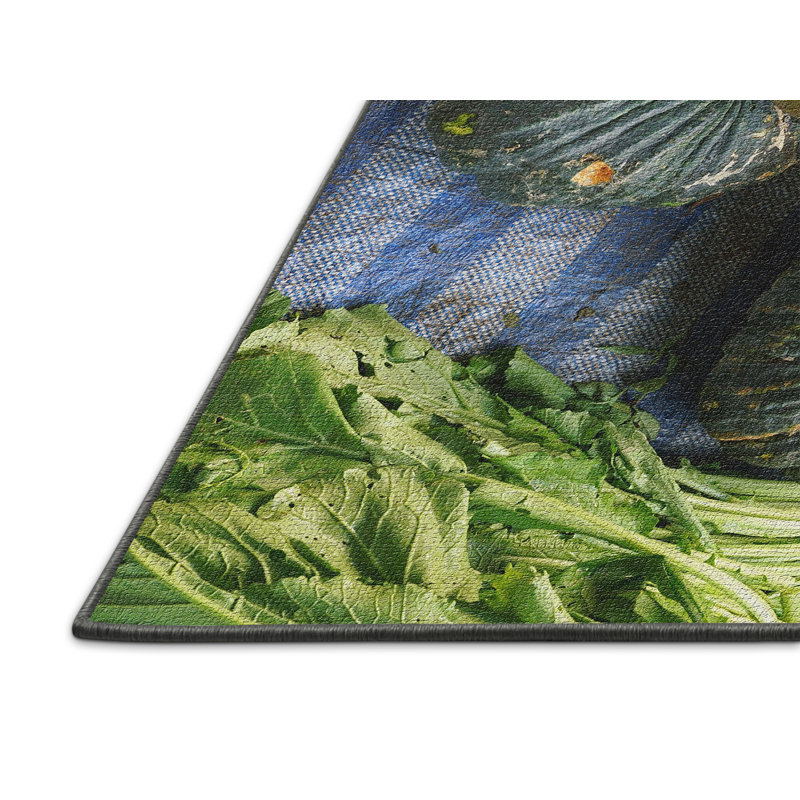 Tapis de la surface verte en coton citrouille, Rectangle 4 pi x 6 pi