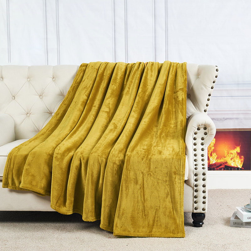 Christmas Solid Flannel Fleece Blanket, Twin, Golden Spice