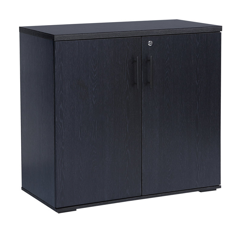 Lancaster 31.5”W Lockable Storage Cabinet with Adjustable Shelf & Leveling Feet — 2-Door Utility Cupboard for Home Office, Pantry, Laundry, Mudroom & Garage (Desk-Height 29.5”H)