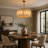 36" Modern Gold Alabaster Chandelier Round Pendant Light For Dining Room
