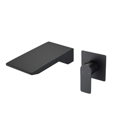 Wall Mount Single Handle Bathroom Sink Faucet with Waterfall Spout Brass Rough-in Valve Included
