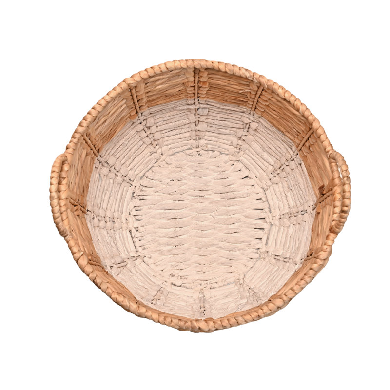 Kei Handmade Wicker Basket With Handles 1, Natural/White