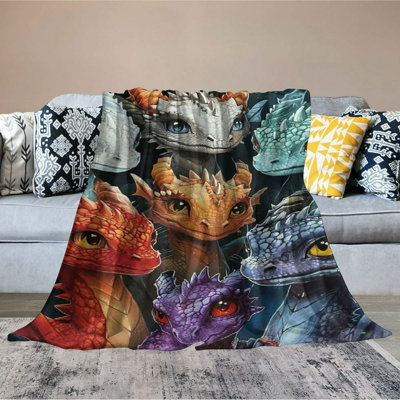 EastSmooth Dragon Blanket Gifts - Funny Throw Blanket for Babies, Kids, Boys &amp; Girls - Colorful Soft Fuzzy Blankets for Couch, Sofa &amp; Bed 50x60inch