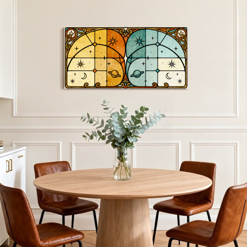 Motif céleste tendance avec planètes et étoiles, H 24 po x l 48 po