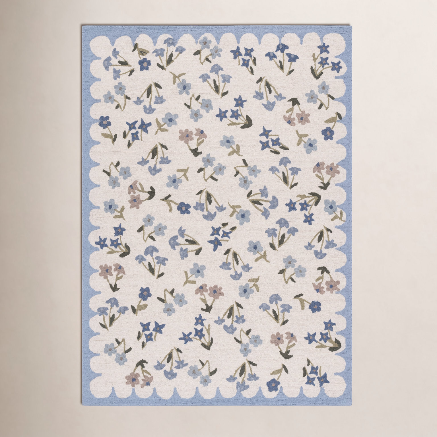 Hand-Tufted Wool Floral Outdoor Rug, Rectangle 5' x 8'