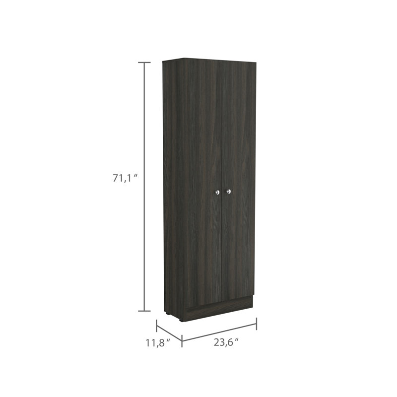 Armoire à rangement multiple, double porte, cinq tablettes - espresso / noir