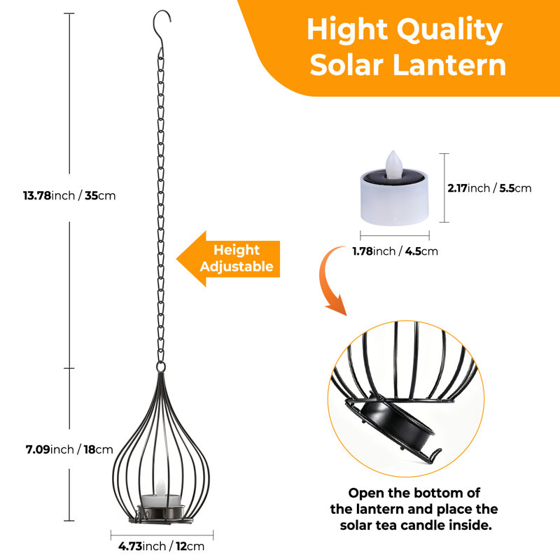Waterproof Outdoor Solar Hanging Lanterns with Flickering Candle Lights, Rechargeable Solar Candle Lamp, Decorative Solar Lights for Garden, Yard, Porch, Tree, Lawn & Pathway, Ideal Gift for Women