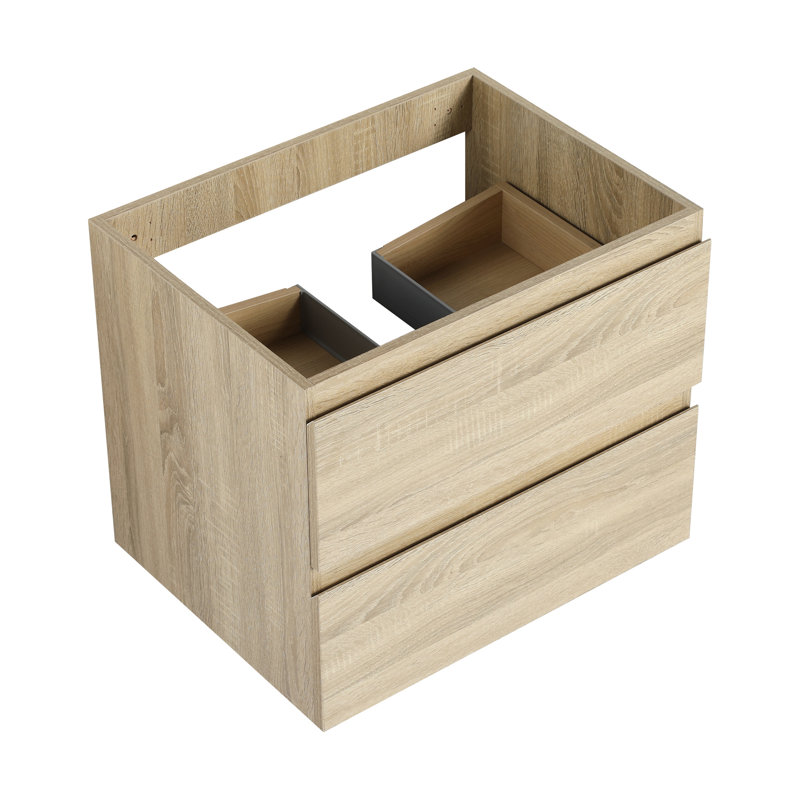 Meuble-lavabo de salle de bain 24 po, chêne, solution de rangement pratique, meuble-lavabo mural 24 po, fixation murale