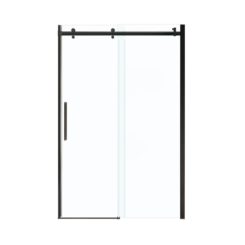 Halo 47" W x 79" H Single Sliding Semi-Frameless Shower Door, Dark Bronze