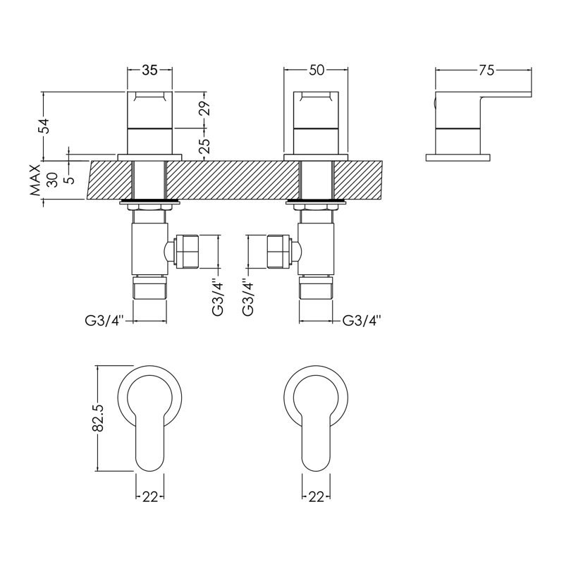 Arvan 2 Handle Wall Freestanding Tub Filler Bath Filler