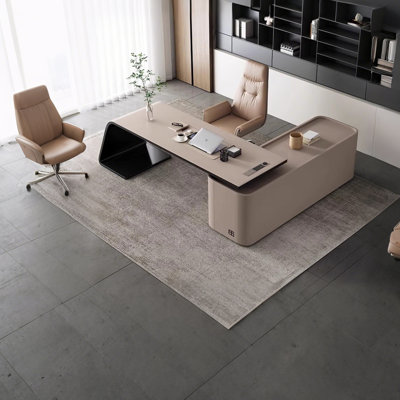 Bureau de direction 78,74 "en L beige avec armoire latérale 78,74"