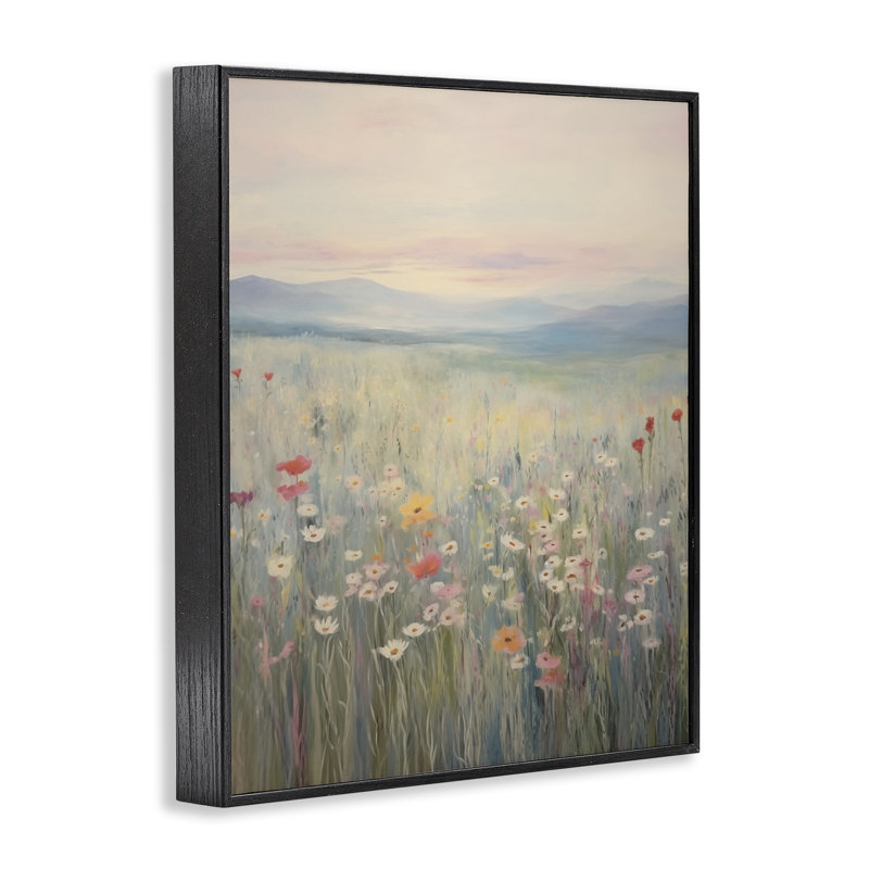 Art giclée dans un pré pastel printanier par Arlington Prints, H 14 po x l 11 po, Giclée encadrée noir minuit