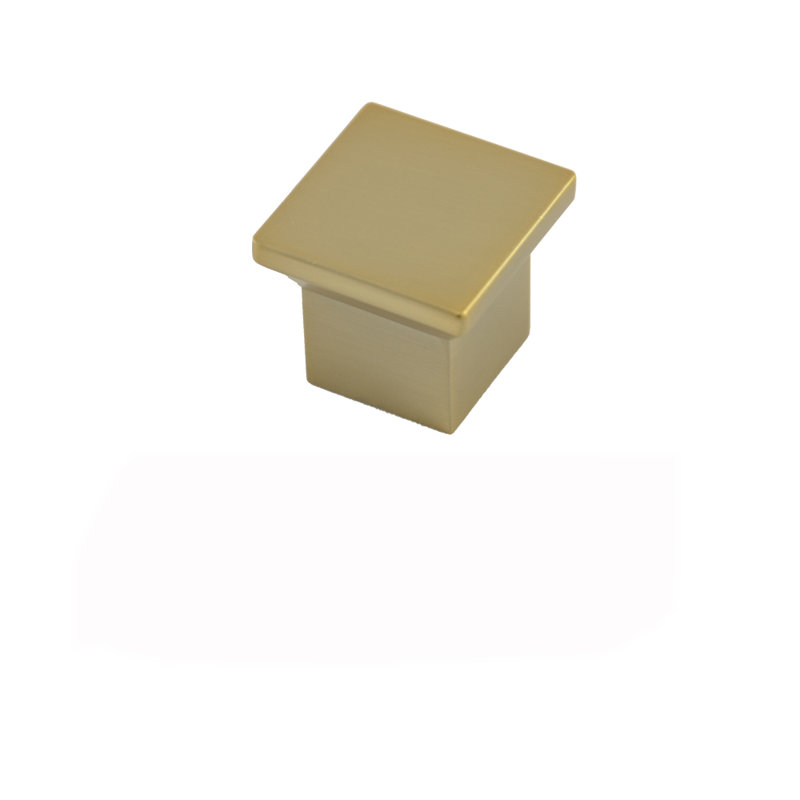 1 1/4" Length Square Knob, Satin Brass
