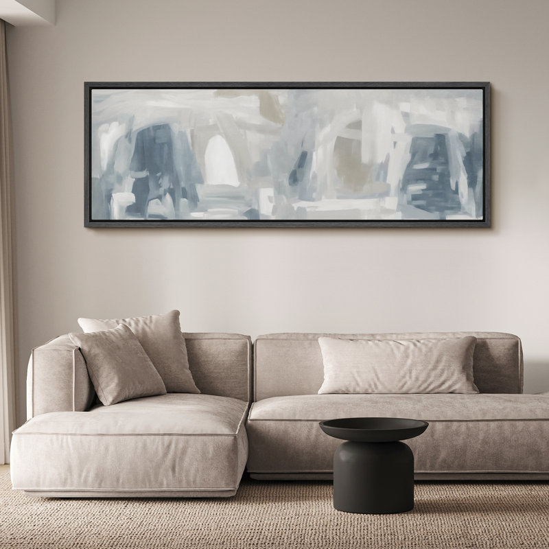 Grande impression sur toile encadrée, reproduction abstraite neutre pour décoration intérieure moderne, H 20 po x l 60 po