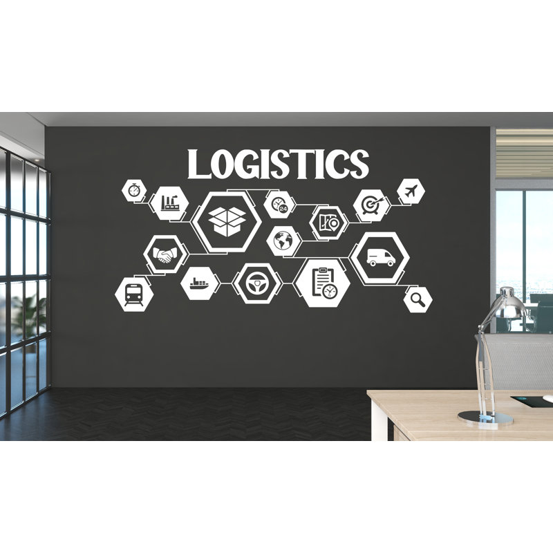Logistique, décalcomanie murale, gestion de la planification, transport, inventaire, emballage, distribution, Vert citron