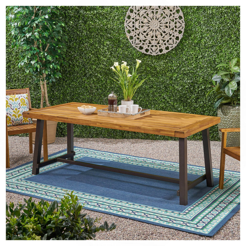 Patio Table, Black, Brown
