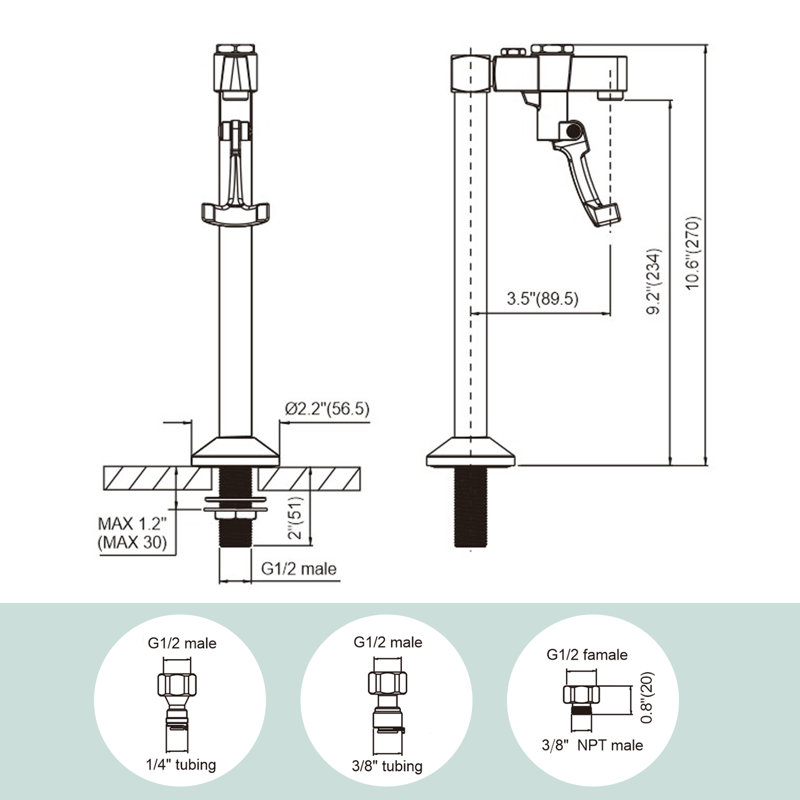 Deck Mount Glass Filler Faucet