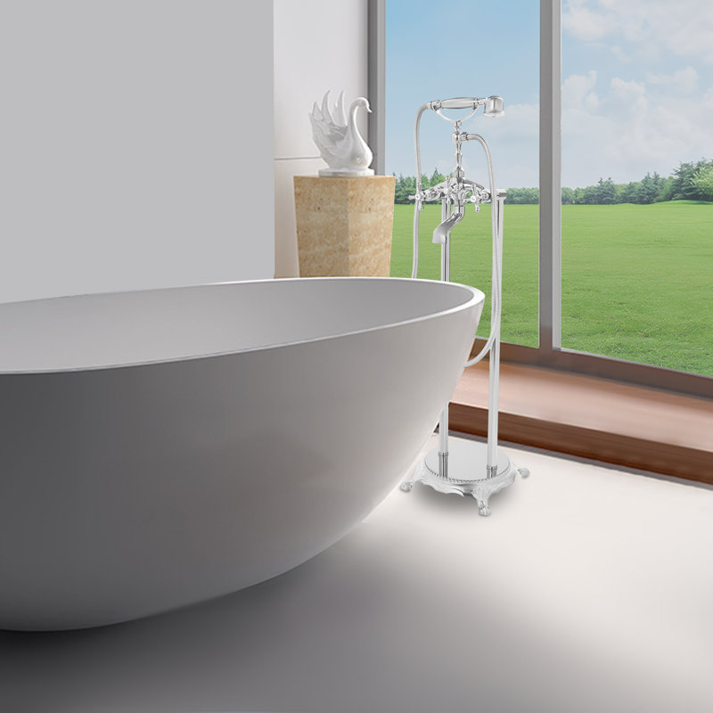 Floor-Mounted Tub Filler, Silver