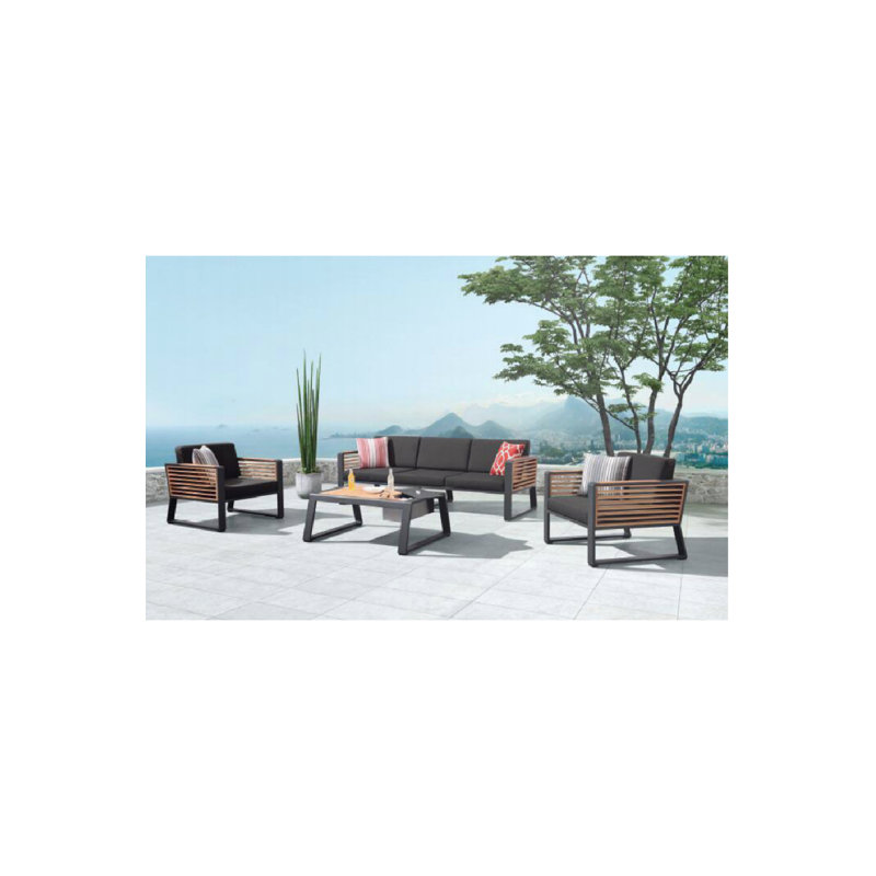 New York Outdoor 4 - Piece Teak Conversation Set