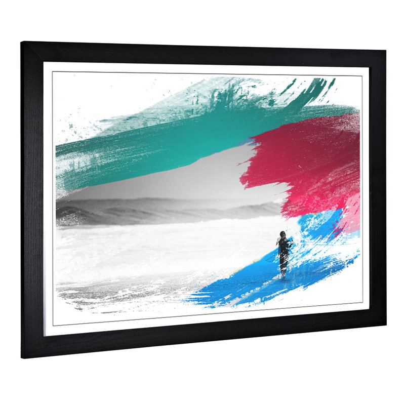 Surfer Surfboard Surfing Seascape Framed Art - Framed Print