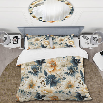 Ensemble de housse de couette à motif floral en microfibre Coastal Tranquil Blooms