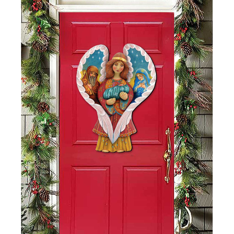 Décoration murale de Noël ange en bois Heyworth