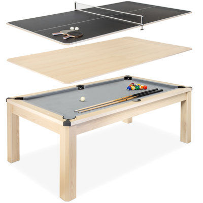 Gosports 7 Ft 3-in-1 Multi Game Pool Table Set with Dining Top, and Table Tennis Game