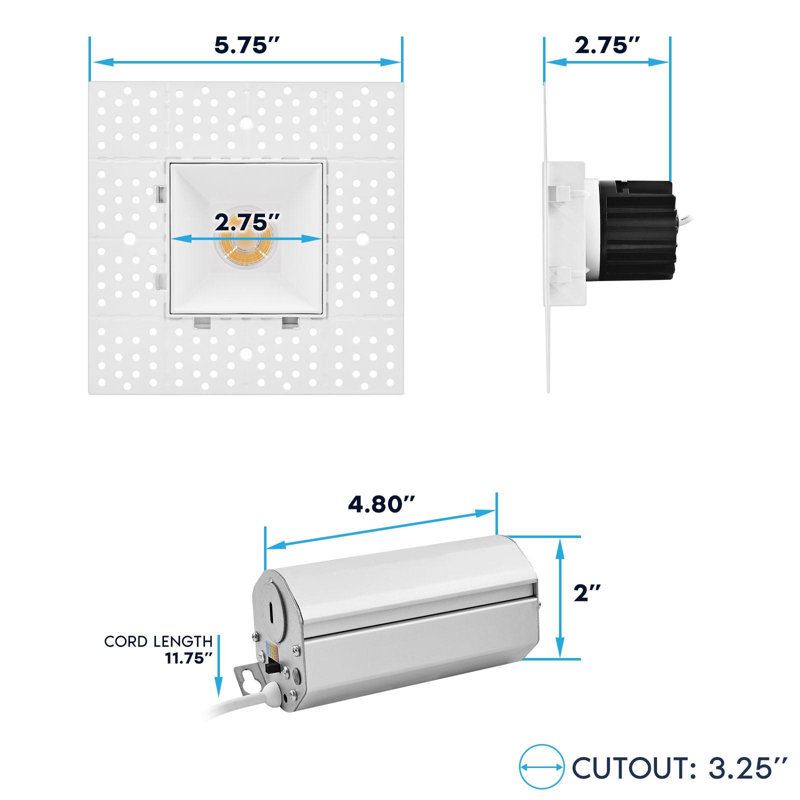 5.75'' White Aluminum Dimmable Recessed Lighting Kit with LED