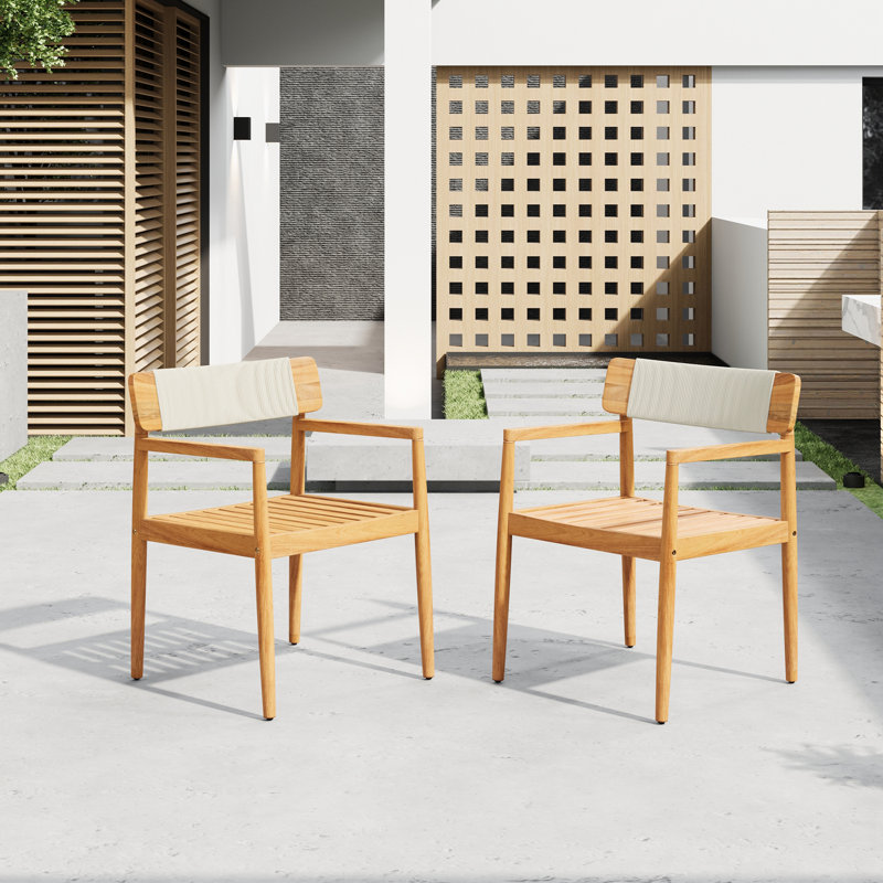 Ensemble de 2 fauteuils d'extérieur en bois avec pieds robustes, Blanc