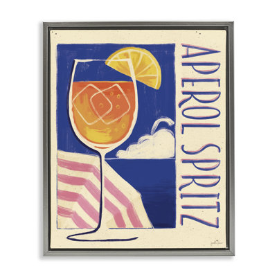 Retro Aperol Spritz Framed Floater Canvas Wall Art by Janelle Penner
