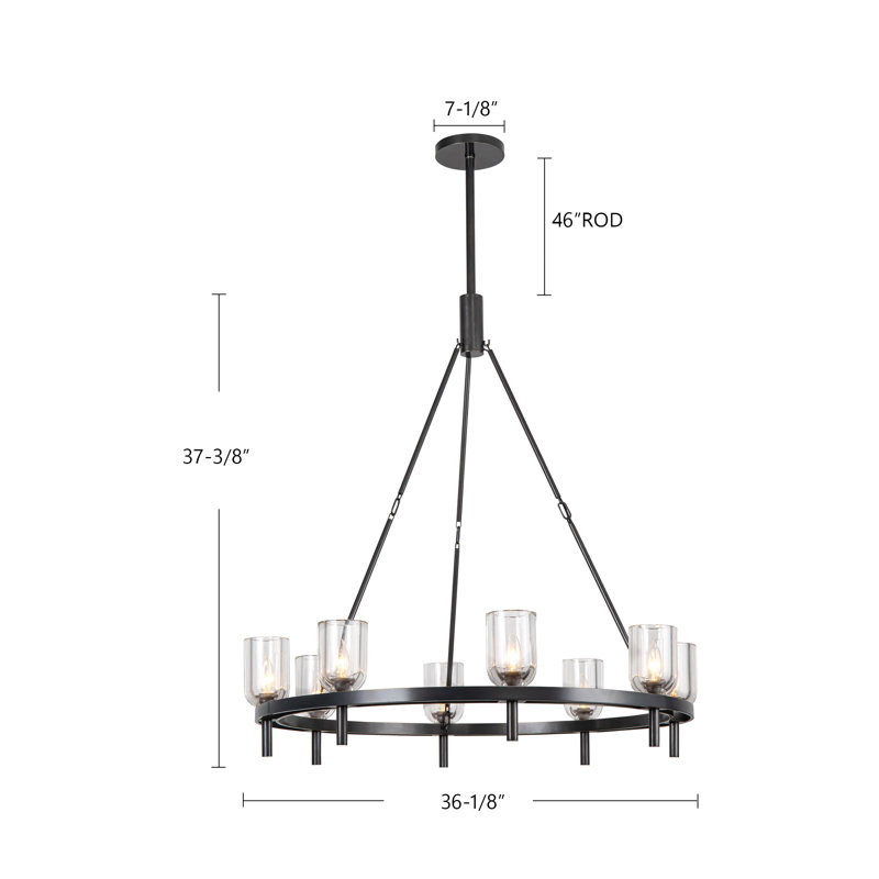 Lucian 8 - Light Chandelier, Polished Nickel