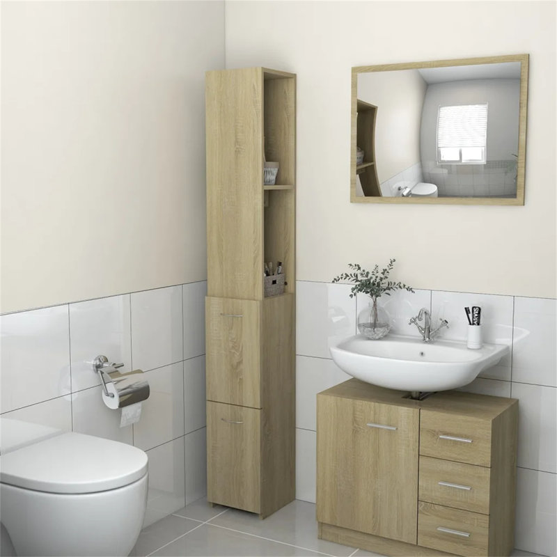 Gislinde Bathroom Cabinet 25 x 26, 5 x 170 cm Engineered Wood, Light Sonoma Oak